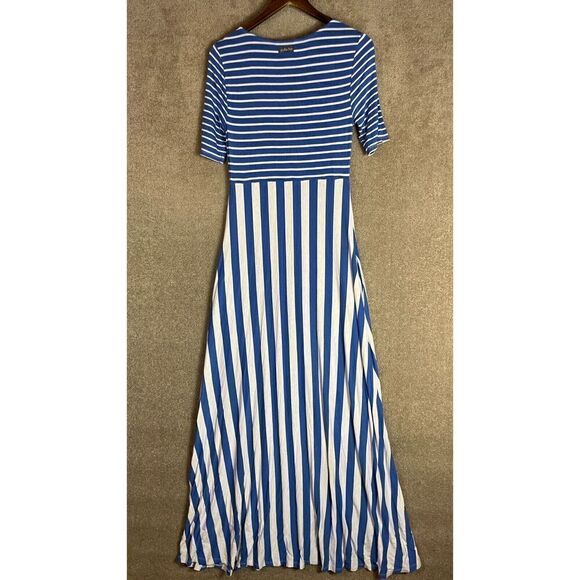 Matilda Jane Maxi Dress Size Small Blue/White The Road Ahead Striped Side Pocket - Picture 8 of 9